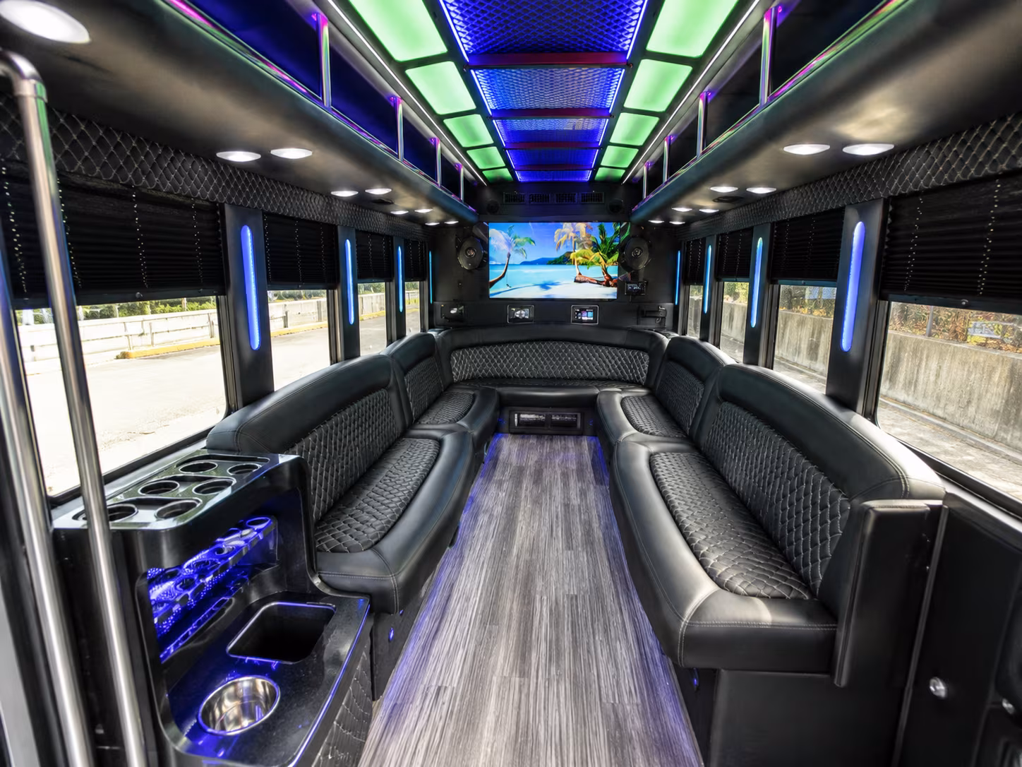 grand island 18 passenger party bus inside