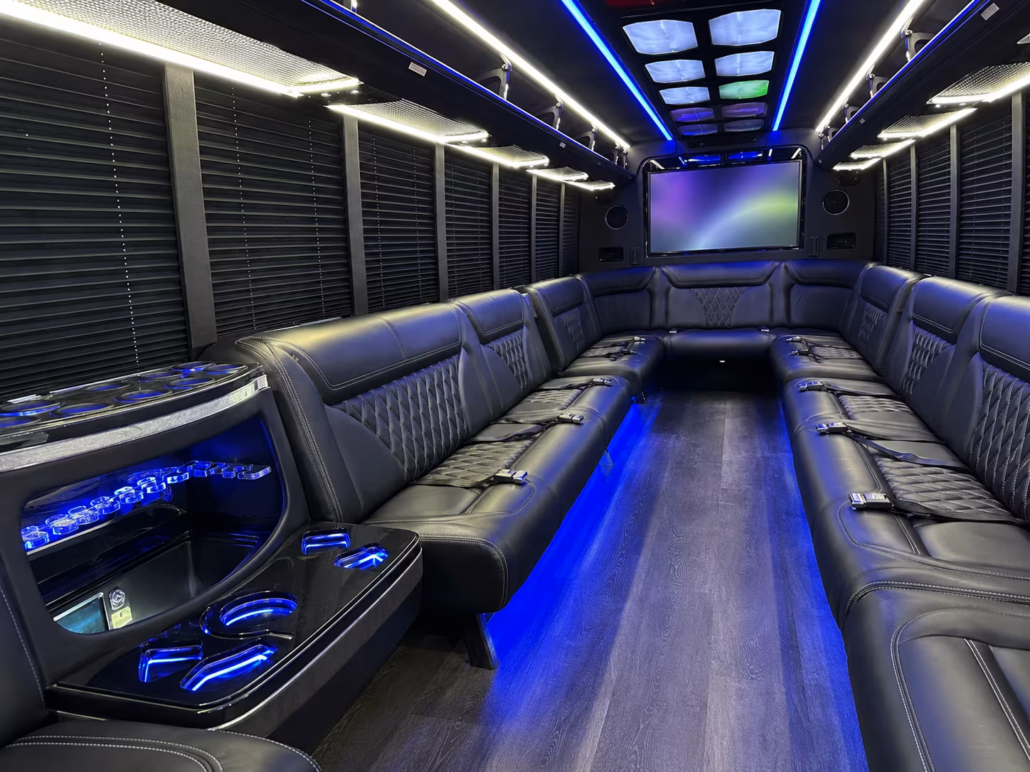grand island 20 passenger party bus inside